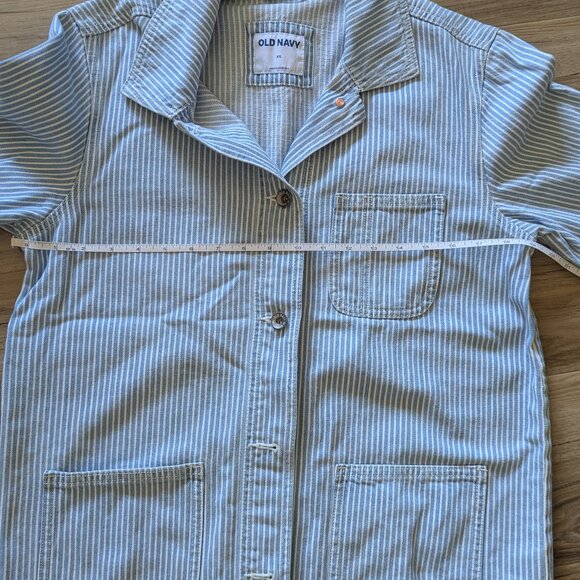 Old Navy Blue & White Railroad Stripe Jean Shacket, XS - Picture 4 of 4